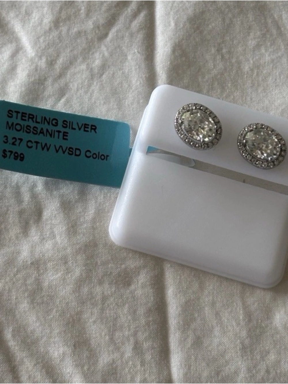 3.27 CTW Oval Moissanite Stud Earrings Sterling Silver Passes Daim. Tester